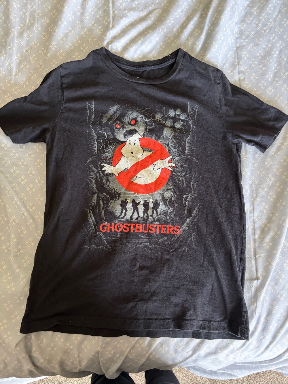 Kids Short Sleeve Tee in Black with Red Logo